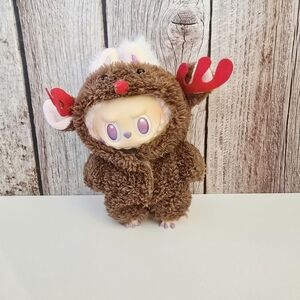Labubu Reindeer Outfit with Red Antlers